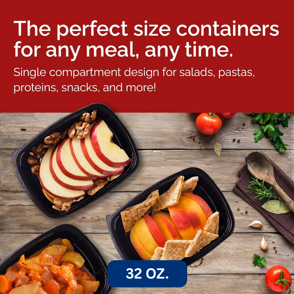Ready Restock 32 oz. Rectangular Meal Prep Containers – 20 Pack