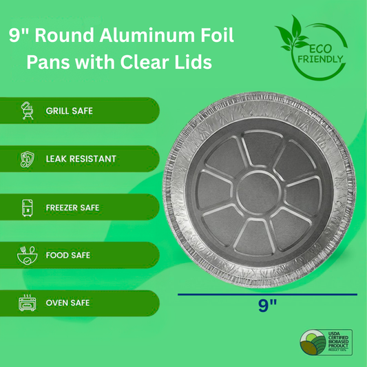 Ready Restock 9” Round Aluminum Pans with Lids – 20 Pack