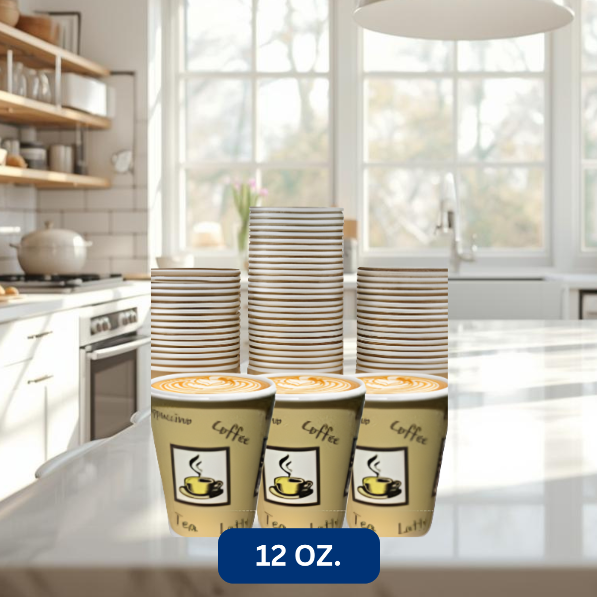 Ready Restock 12 oz. Disposable Paper Coffee Cups with Lids– 50 Pack