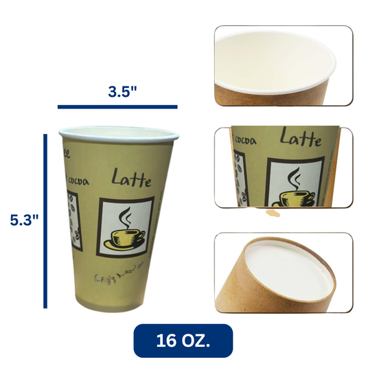 Ready Restock 16 oz. Disposable Paper Coffee Cups with Lids – 50 Pack