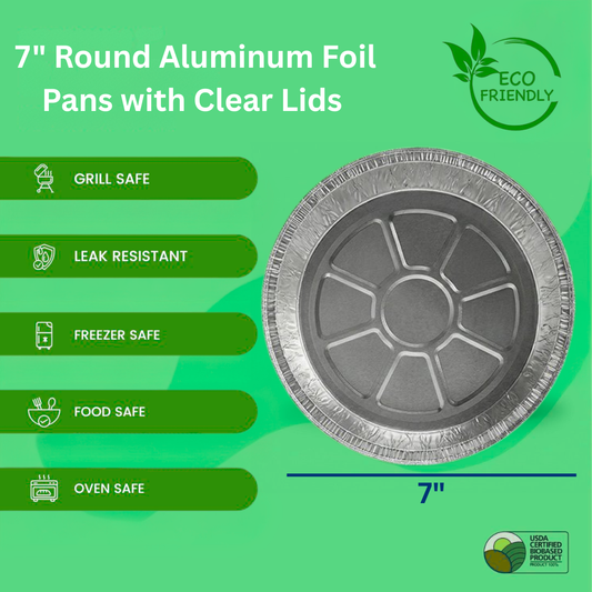 Ready Restock 7” Round Aluminum Pans with Lids– 20 Pack