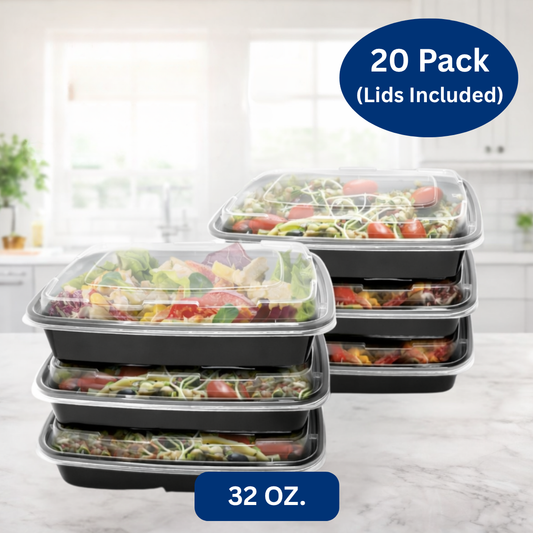 Ready Restock 32 oz. Rectangular Meal Prep Containers – 20 Pack