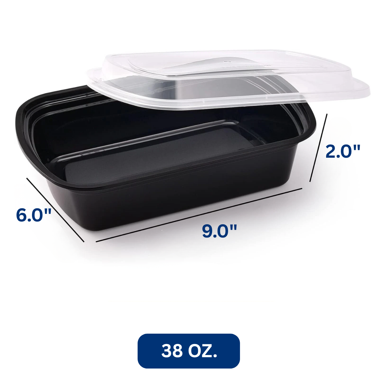 Ready Restock 38 oz. Rectangular Meal Prep Containers – 20 Pack