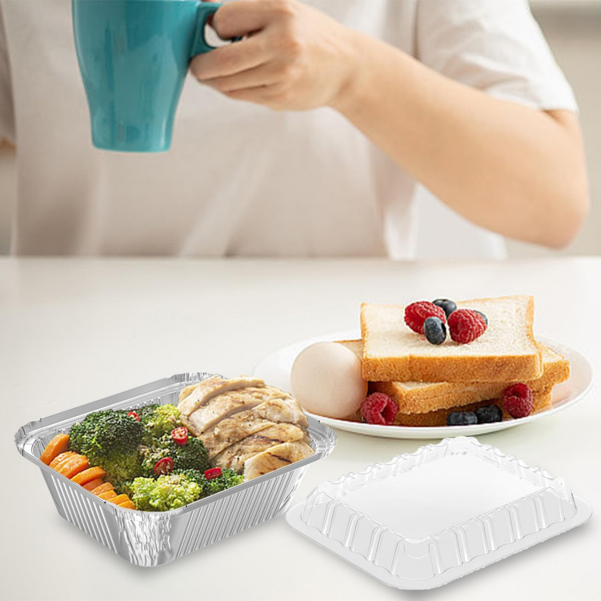 Ready Restock 1 lb (16 oz) Small Rectangular Aluminum Foil Pans with Lids – 20 Pack