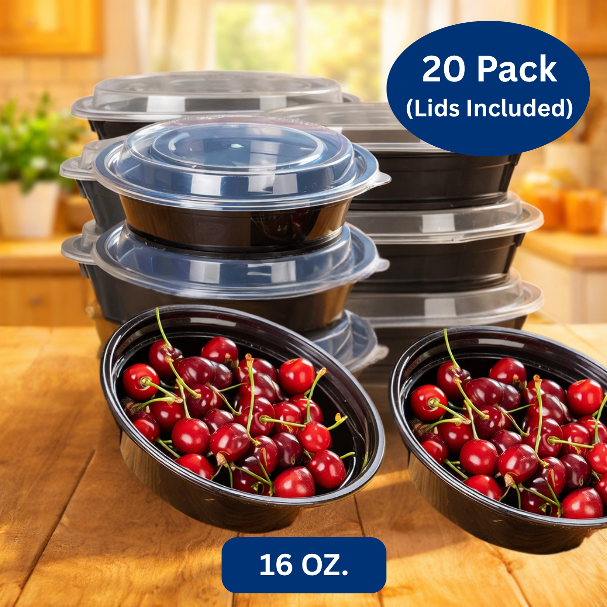 Ready Restock 16 oz. Round Meal Prep Containers – 20 Pack