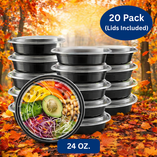 Ready Restock 24 oz. Round Meal Prep Containers – 20 Pack