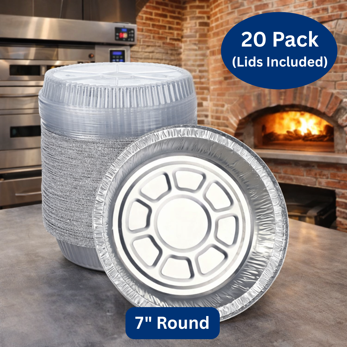 Ready Restock 7” Round Aluminum Pans with Lids– 20 Pack