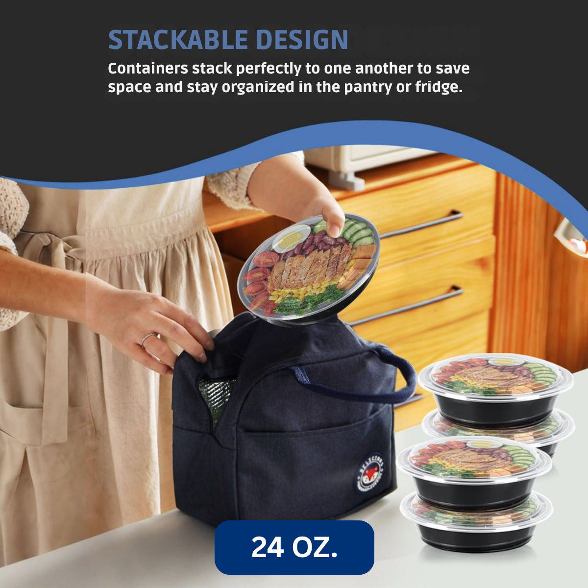 Ready Restock 24 oz. Round Meal Prep Containers – 20 Pack
