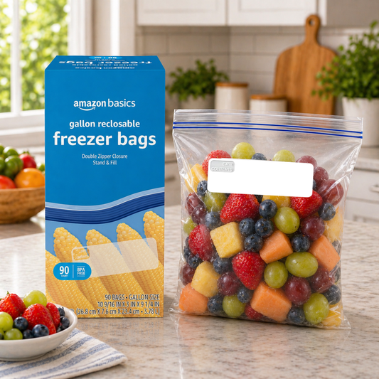 Amazon Basics 1 Gallon Reclosable Freezer Bags, BPA Free, 90 Count