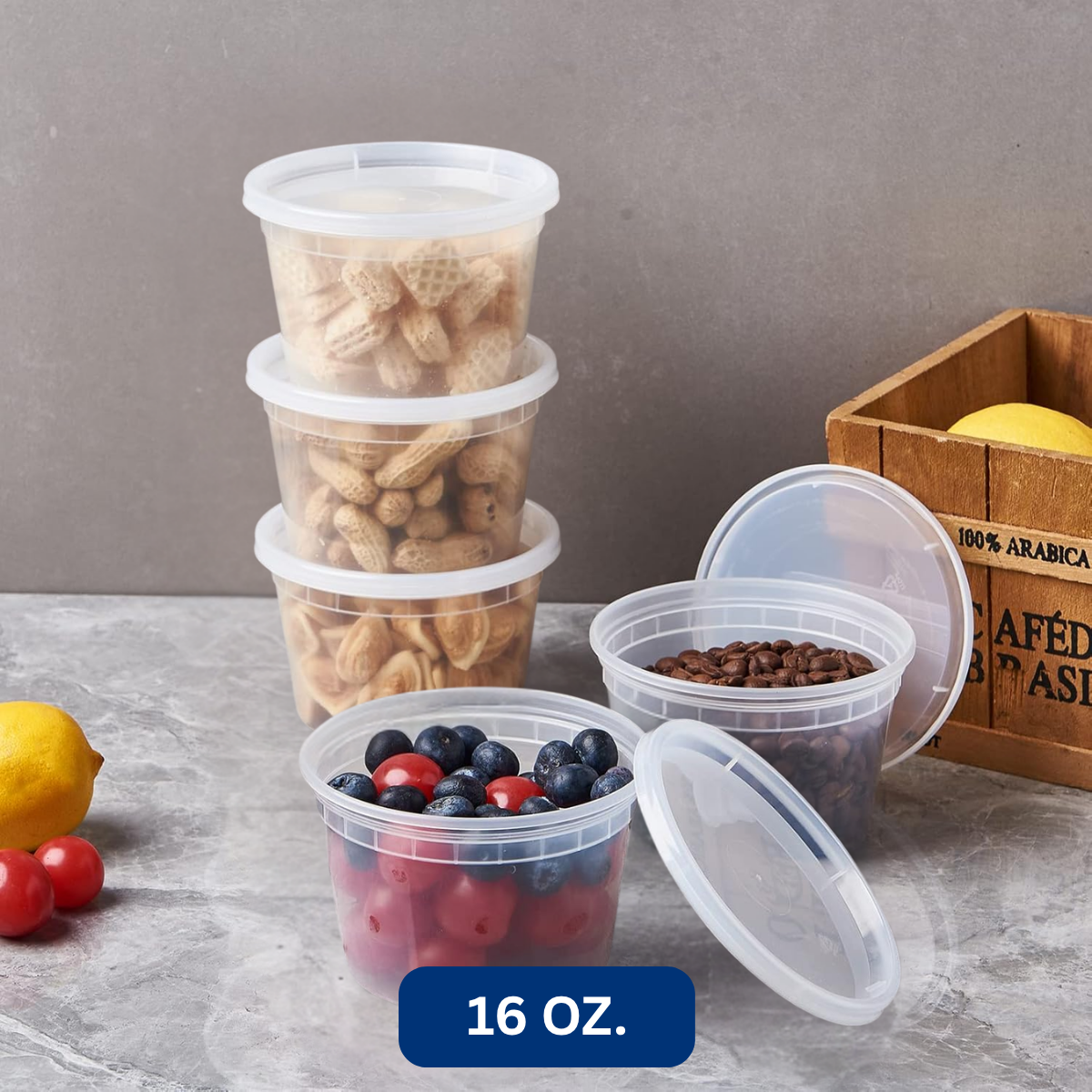 Ready Restock 16 oz. Soup/Deli Plastic Storage Containers – 20 Pack