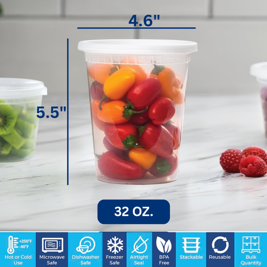 Ready Restock 32 oz. Soup/Deli Plastic Storage Containers – 20 Pack