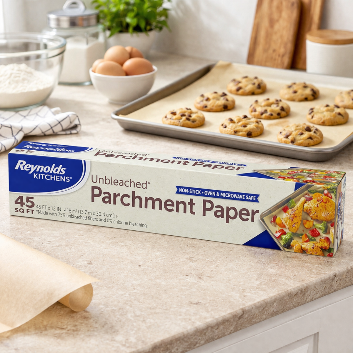 Reynolds Kitchens Unbleached Parchment Paper Roll, Non-Stick – 45 sq. ft.