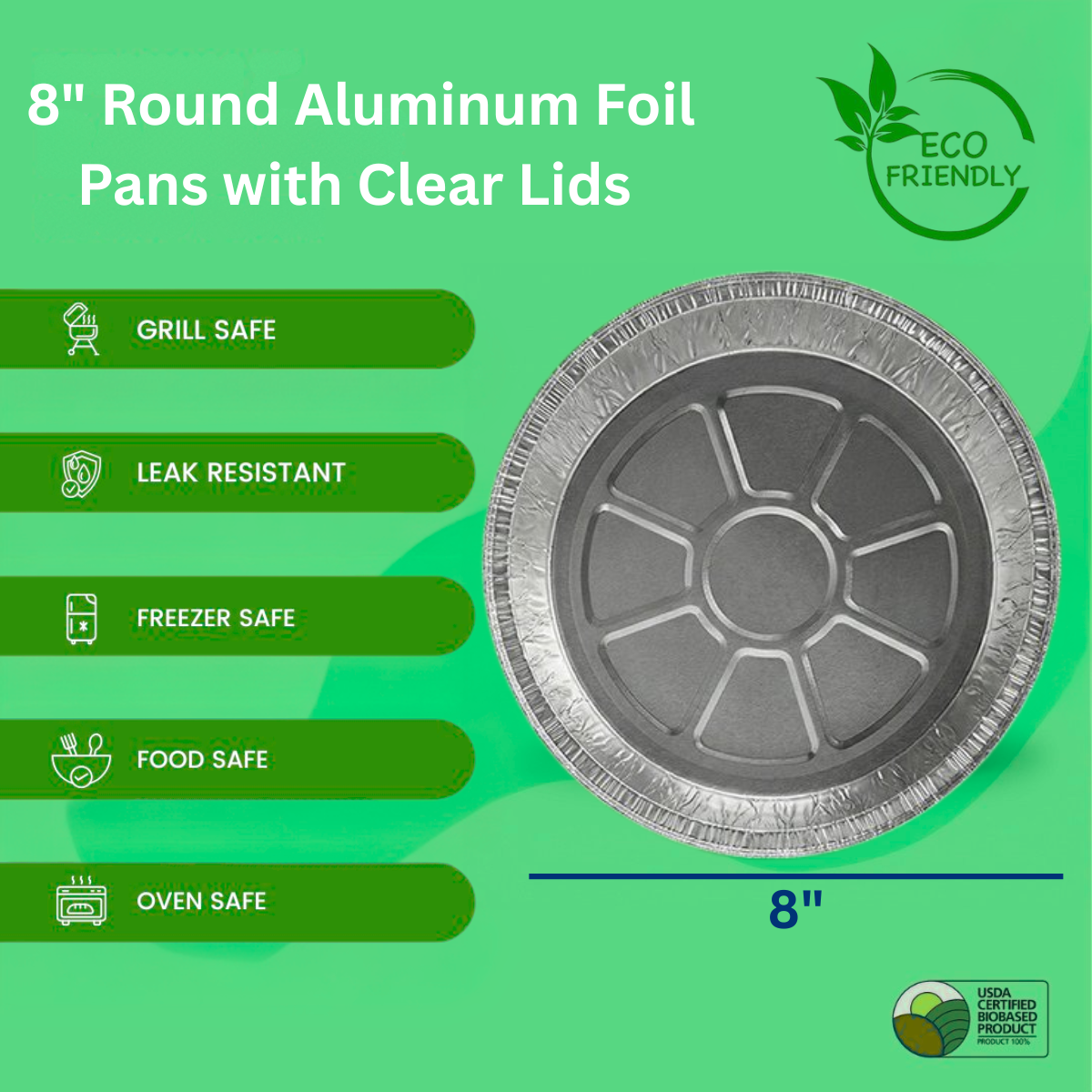 Ready Restock 8” Round Aluminum Pans With Lids – 20 Pack