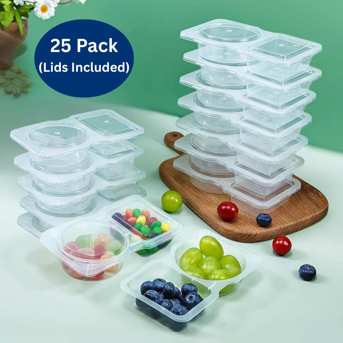 Ready Restock Reusable Snack Containers with Lids – 25 Pack